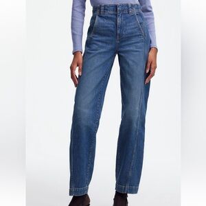 Madewell Blue Straight Leg Jean—-tapered trouser